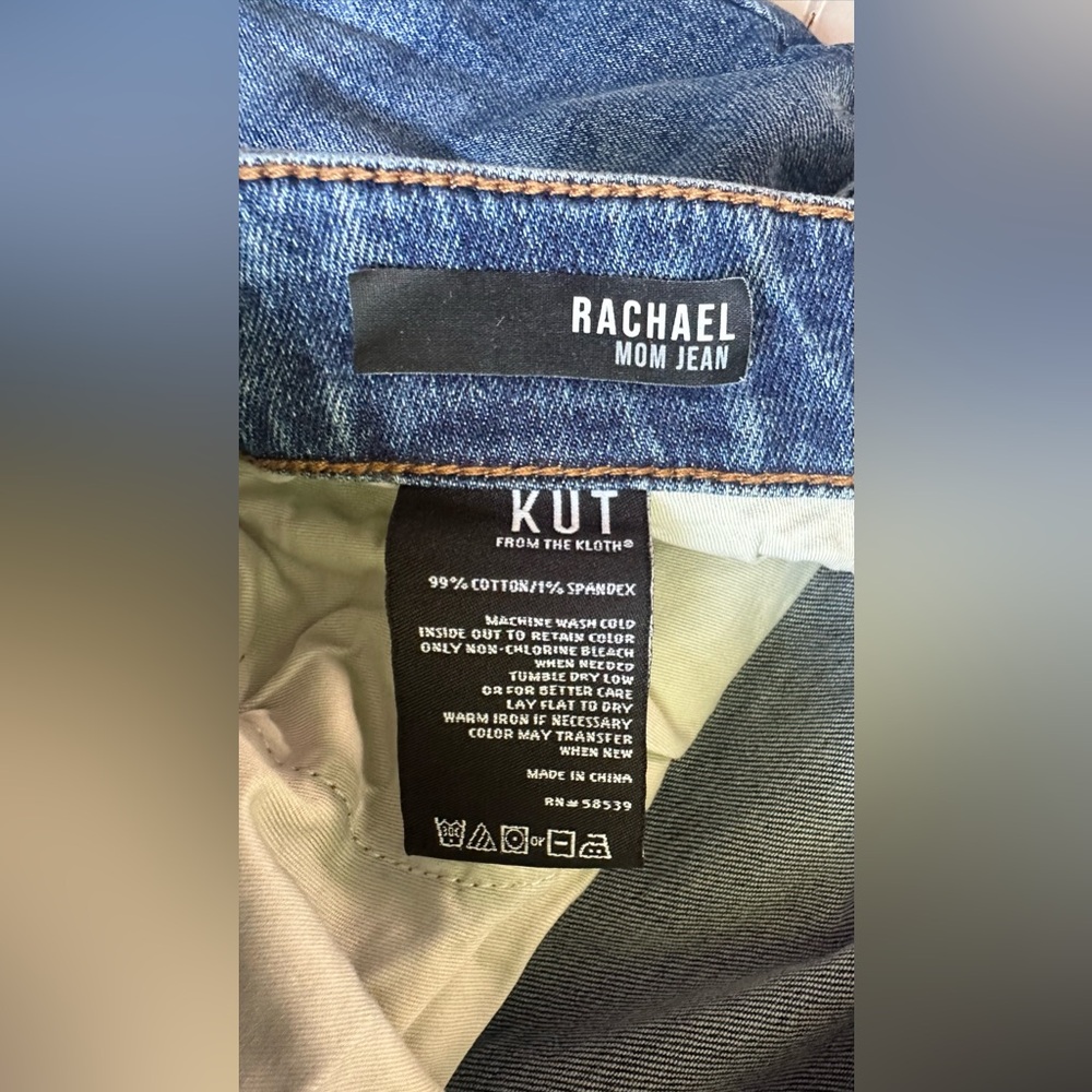 Kut Jeans Womens 24W Blue Medium Wash Rachael Mom‎ Jeans Distressed - Picture 4 of 8